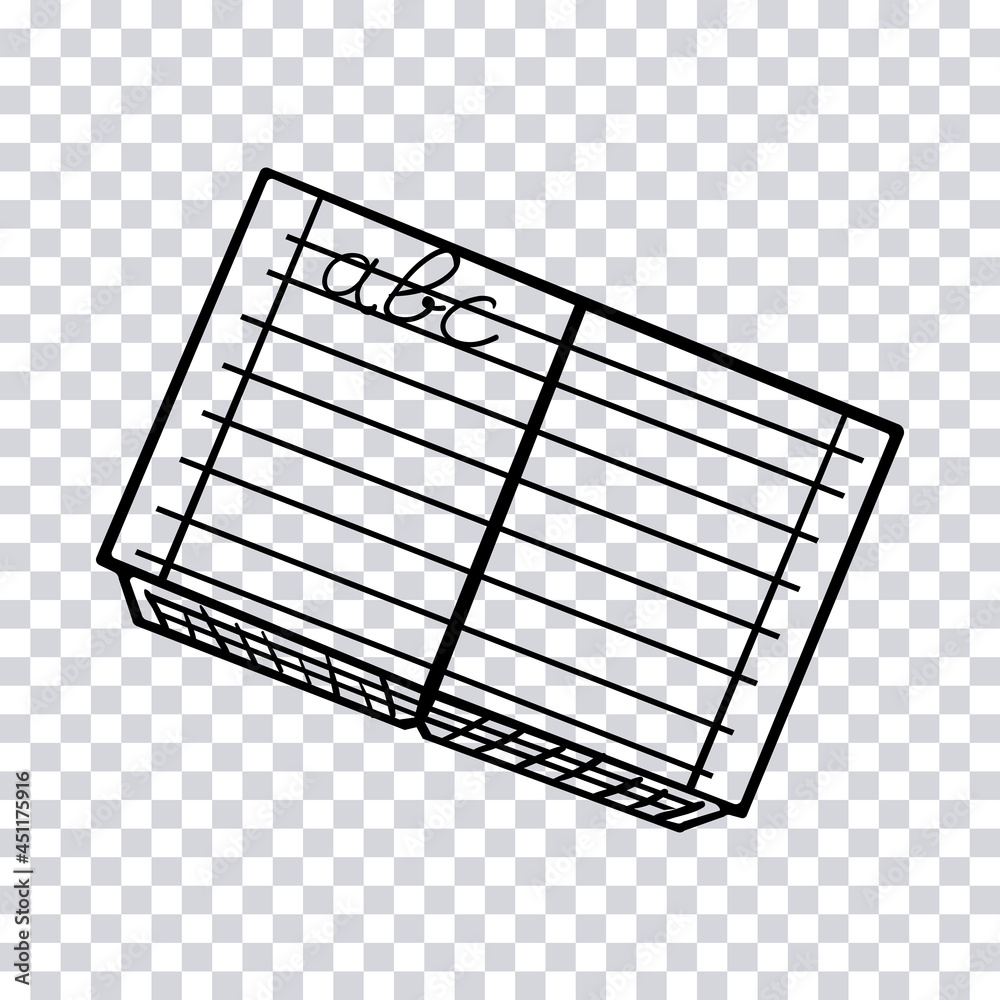 Hand drawn School Notebook isolated on transparent background. ABC-the ...