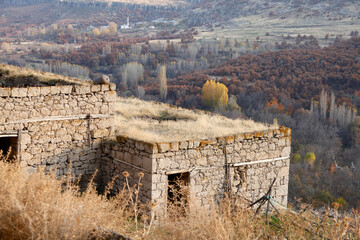 Poster - Destroyed, abandoned traditional stone house