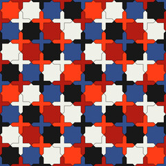 Poster - Colorful zellige tiles. Vector red and blue tile like zellige.