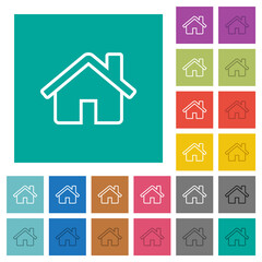 Poster - Home outline square flat multi colored icons