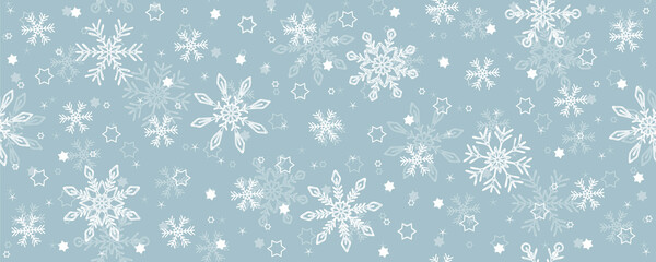 Poster - christmas seamless snowflake and star background on blue