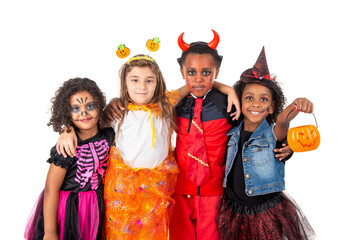 Wall Mural - Group of kids in Halloween costumes