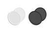 Blank black and white round embroidered patch mockup pair, isolated