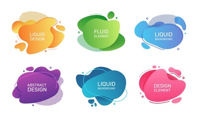 Poster - abstract liquid elements, organic fluid bubble shapes. modern gradient blobs, geometric graphic elem