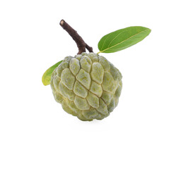 Wall Mural - Sugar apple or custard apple isolated on white background with clipping path and full depth of field. Exotic tropical Thai annona or cherimoya fruit