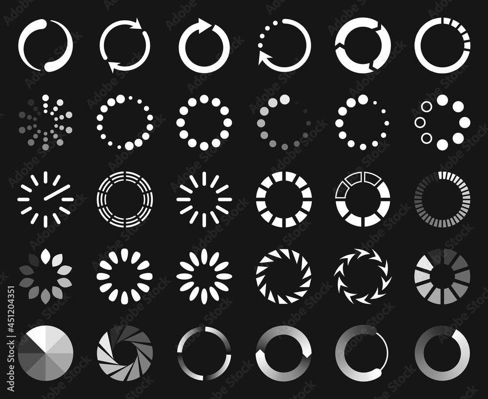 Circle loader icon, buffer, upload and download progress bar. Circular ...