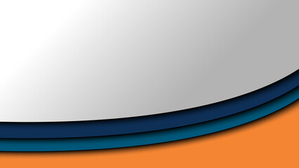 abstract blue  green and orange papercut style background with curve. business poster design template