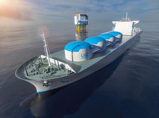 liqiud hydrogen renewable energy in vessel - lh2 hydrogen gas for clean sea transportation on ship w