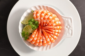 Canvas Print - dressing shrimp snack- top view