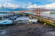 A View Across The Harbour And Firth Of Forth In Queensferry, Scotland On A Summers Day