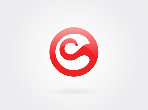 C letter Sign. Tongue or Wave Symbol.