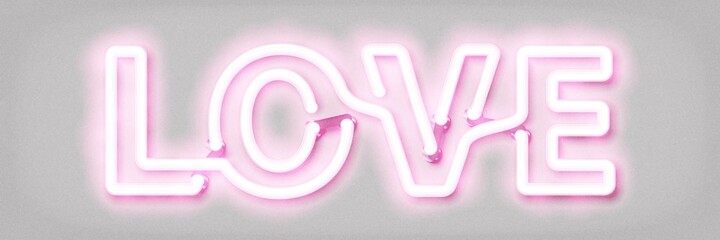 Wall Mural - vector realistic isolated neon sign of love word in pink color on the white background.