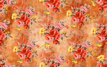 Orange Flower Wallpaper Seamless With Texture