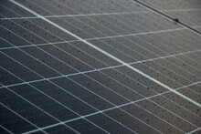 Close Up Of A Solar Panel After A Rain Storm