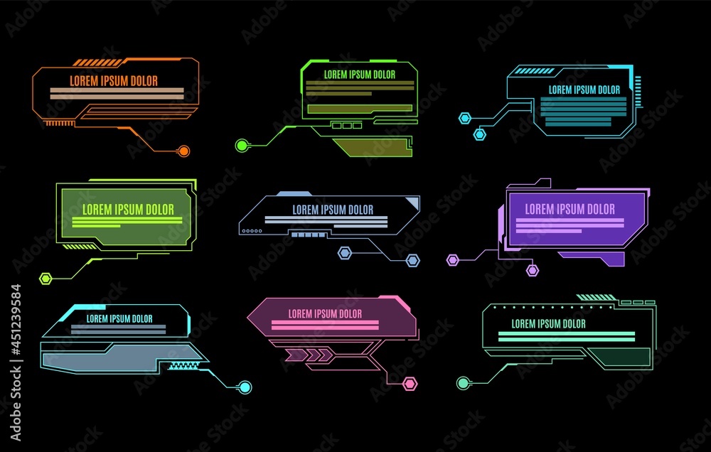 Elements Hud. Futuristic callout bar, modern digital info boxes layout ...