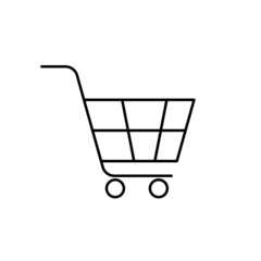 Wall Mural - Shopping cart outline icon. Clipart image isolated on white background