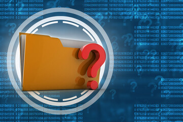 Poster - 3d rendering file folder with question symbol
