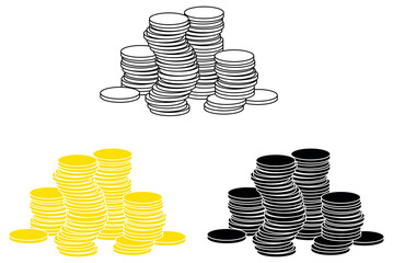 Stack of Money Coins Clipart Set - Vector Graphic	