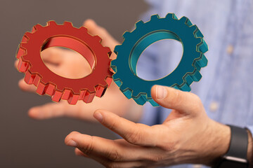 Aufkleber - Business, Internet and technology concept. Business select gear icon on virtual screen/
