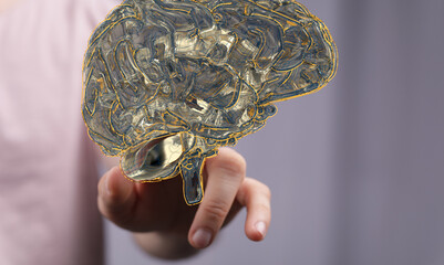 Leinwandbilder - brain testing result with computer interface, Abstract. Innovative technology