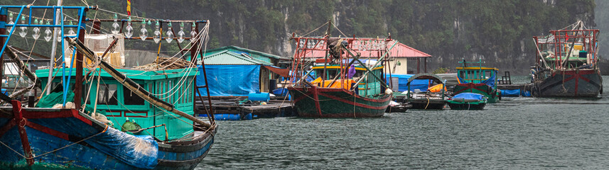 Poster - Halong Bay fishing boats