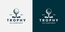 Trophy Golf Championship Logo Design Retro Style