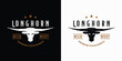 longhorn buffalo, cow, logo design badge vintage style