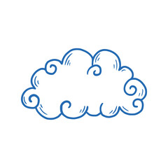 Poster - Hand drawn cloud set. Doodle sketch style cloud. Simple outline scribble draw. Vector illustration.