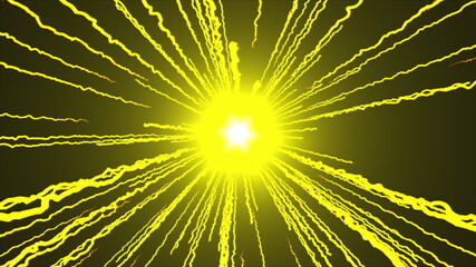Poster - Computer generated abstract background from many lightning from a central point, 3D rendering of an electric discharge