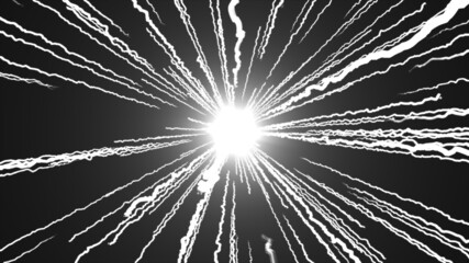 Poster - Computer generated abstract background from many lightning from a central point, 3D rendering of an electric discharge