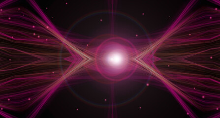 Poster - Background with bright rays, flash pick dots, 3d render computer generated illustration