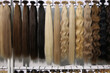 Samples of long hair, a large selection from blonde to brunette