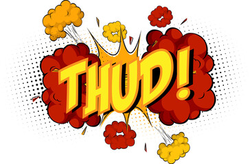 Wall Mural - Word Thud on comic cloud explosion background