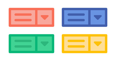Poster - Drop menu button icon. Menu icon set in colorful design.

