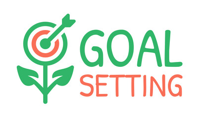 Poster - Goal setting vector illustration. Plant with target point icon.