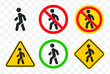 Prohibition do not Walk people icon symbol shape. No Walking human logo sign silhouette. Vector illustration image. Isolated on white background.	
