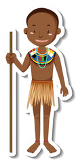 Poster - African tribal man cartoon character sticker