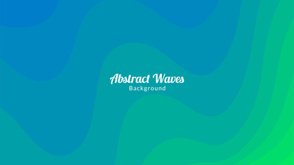 Wall Mural - Abstract Gradient Colored Green and Blue Waves Background Design