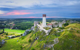 Ruins of 14-th century castle on sunrise in Olsztyn (Zamek w Olsztynie), Poland