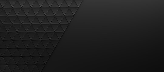 Fototapete - Abstract and Illustration of black box or cube background,light and shadow with free space, 3D rendering and copy space.