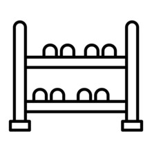 Shoe Rack Vector Outline Icon Isolated On White Background