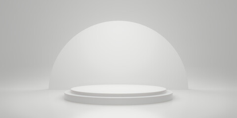 Poster - blank white gradient background with circle product display platform. empty studio with podium pedes