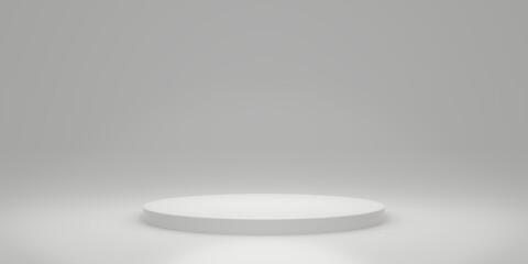 Poster - blank white gradient background with circle product display platform. empty studio with podium pedes