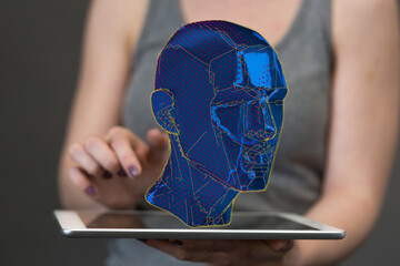 Poster -  Head form lines, triangles and particle style