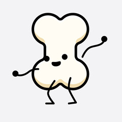 Vector Illustration of Bone Character with cute face and simple body line drawing