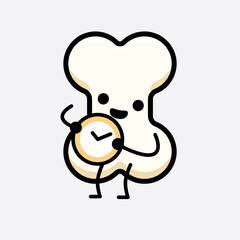 Vector Illustration of Bone Character with cute face and simple body line drawing