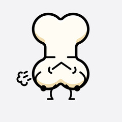 Vector Illustration of Bone Character with cute face and simple body line drawing