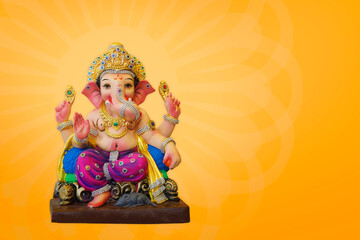 Sticker - Happy Ganesh Chaturthi Greeting Card design with lord ganesha idol