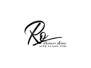 Wall Mural - Brush RO Letter Logo, monogram ro signature logo icon vector for business