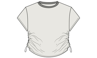 Ladies trendy t shirt flat design. Short sleeve shirts vector sketch for women and girls. 